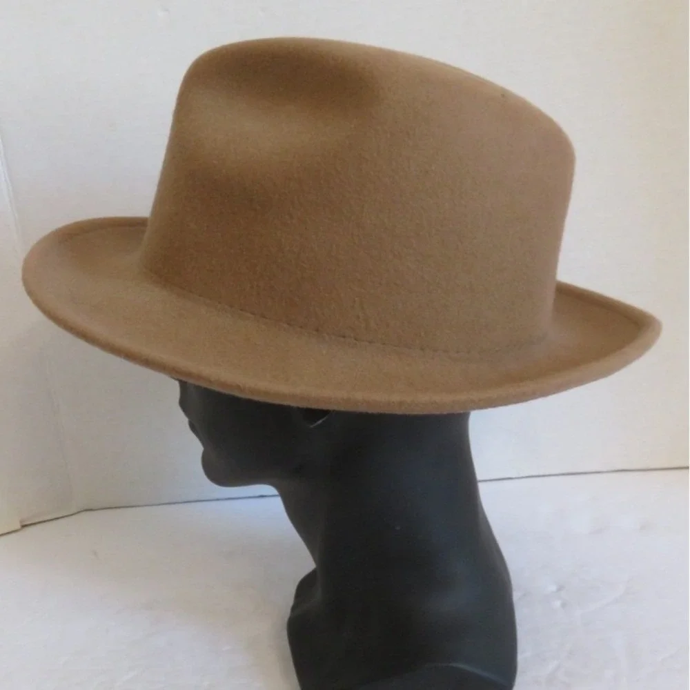 Yellow 108 Luke Fedora Hat Tan 100% Wool Water Repelant Medium  Made in USA
